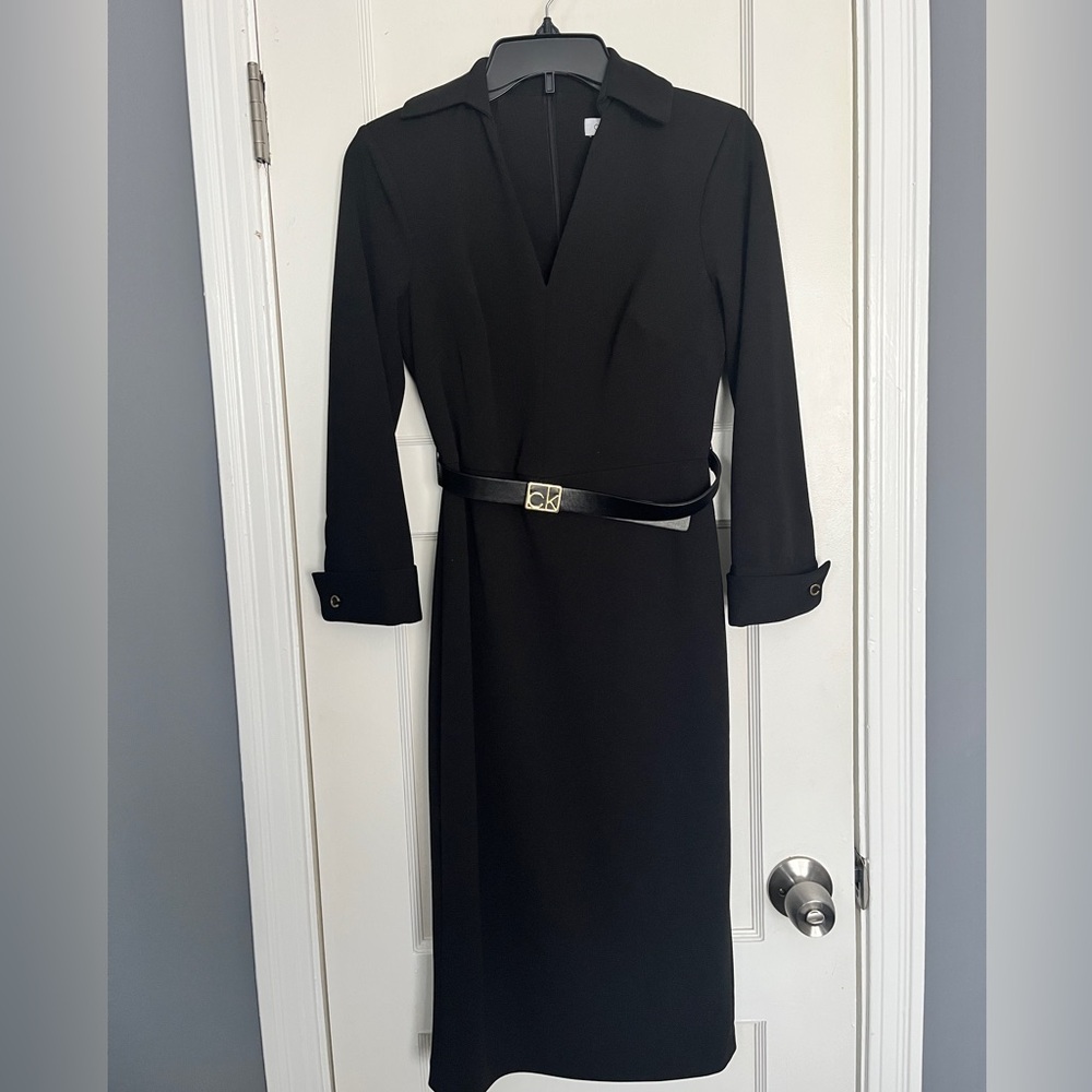 Elegant Black Belted Dress